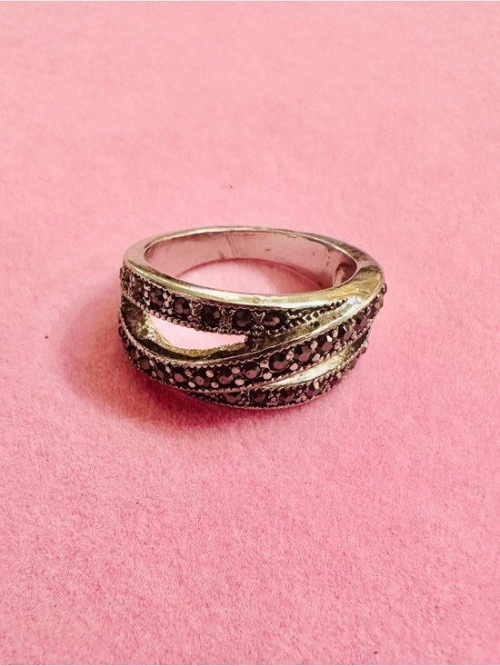 Jewelry - Silver Black Stone Wrap Ring